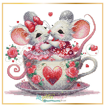Be Mine? (Mice In Teacup) - Valentine Cross Stitch Pattern