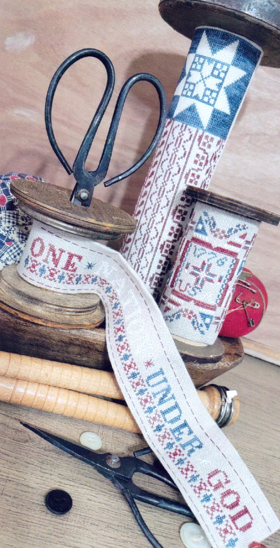 Patriotic Spools - Cross Stitch Pattern