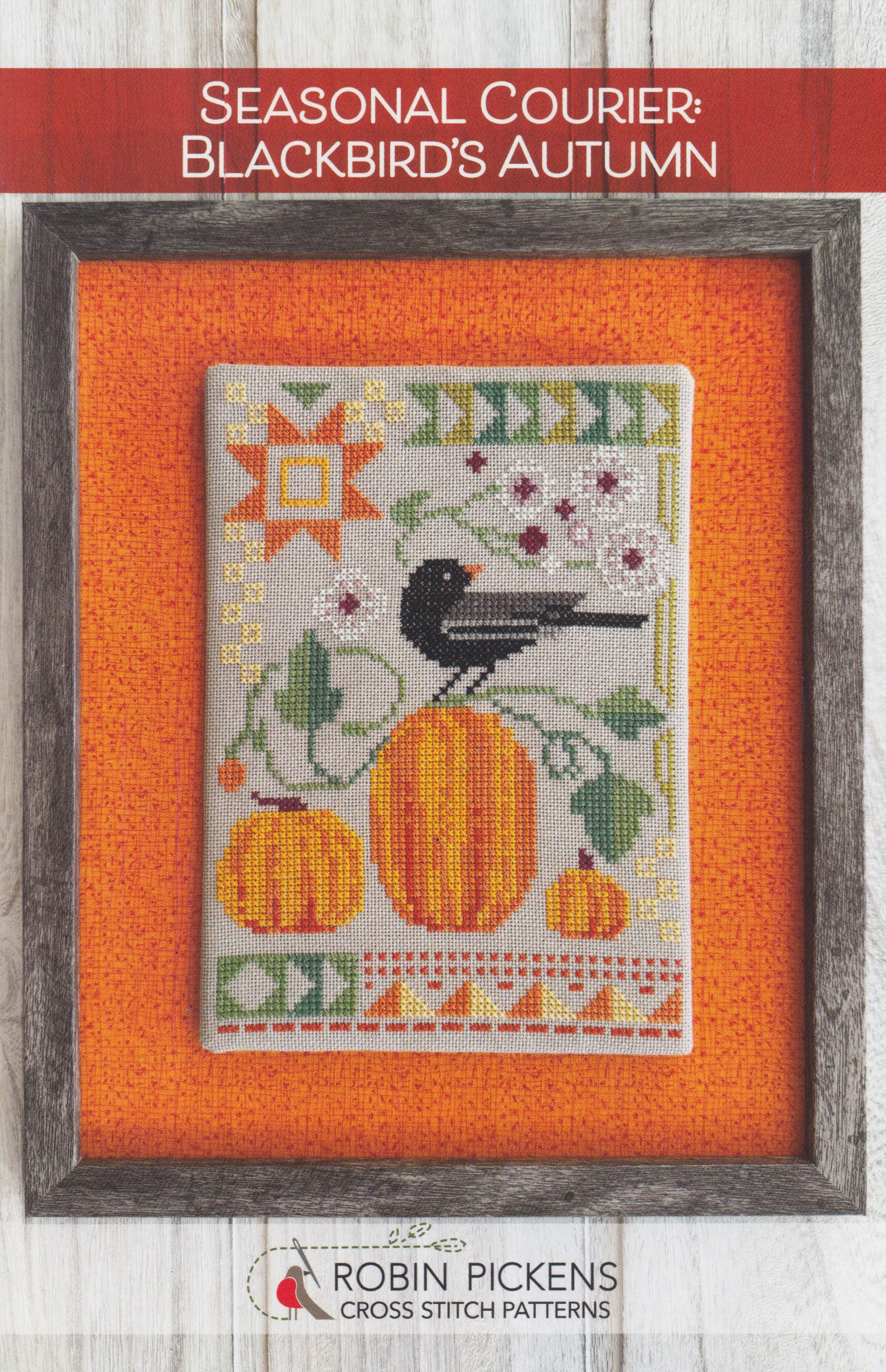 Blackbird's Autumn Seasonal Courier - Cross Stitch Pattern
