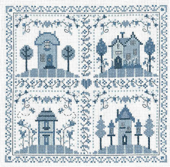 Country Blue Village - Cross Stitch Pattern
