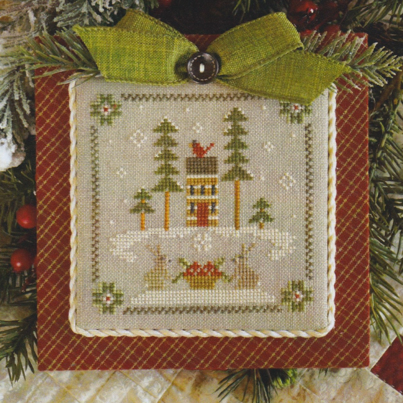 Log Cabin 2 Bunnies - Cross Stitch Pattern 