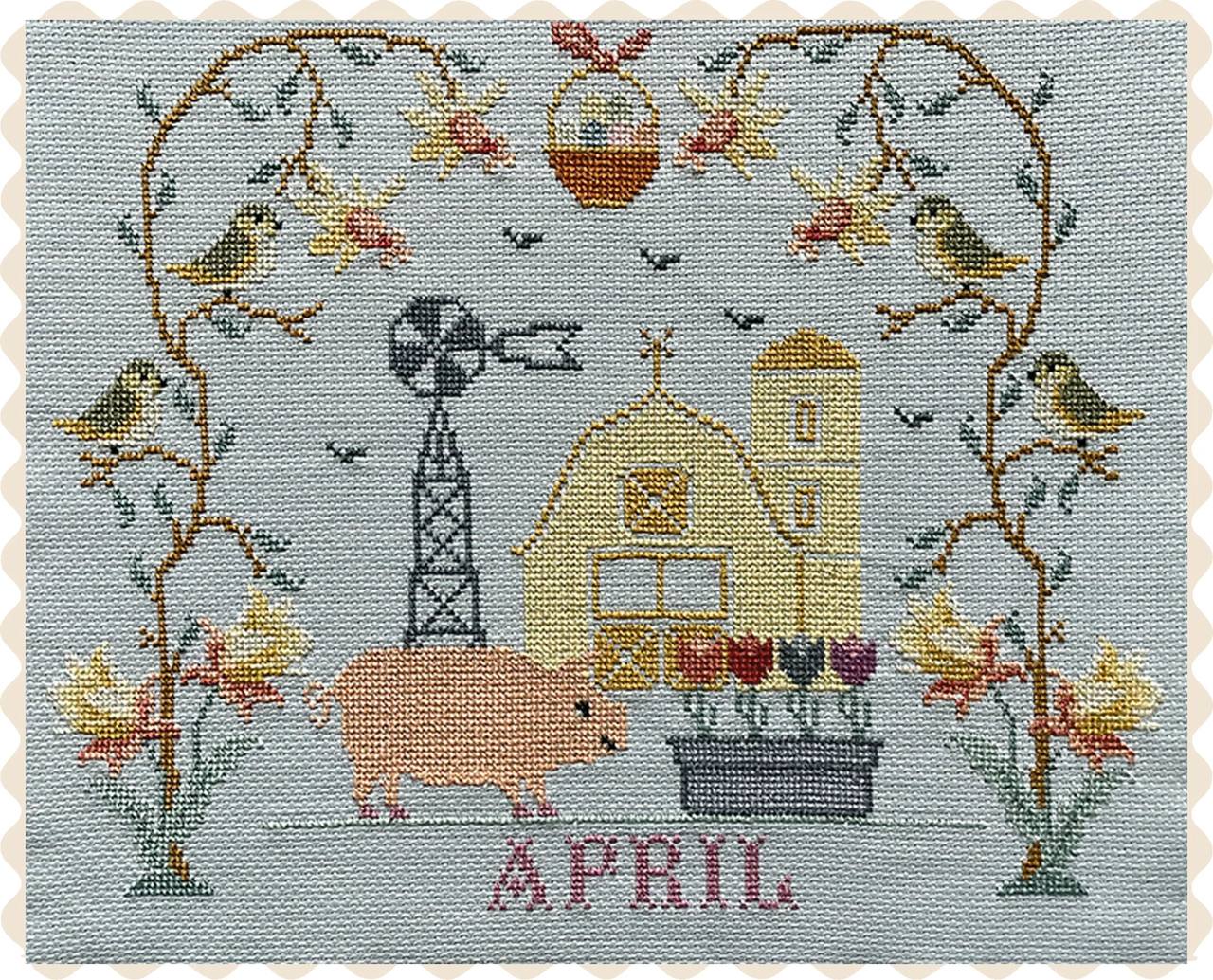 Barn Calendar April - Cross Stitch Pattern 