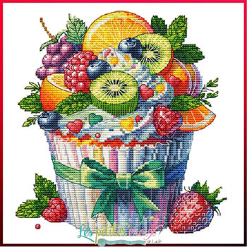 Fruits Cupcake - Cross Stitch Pattern