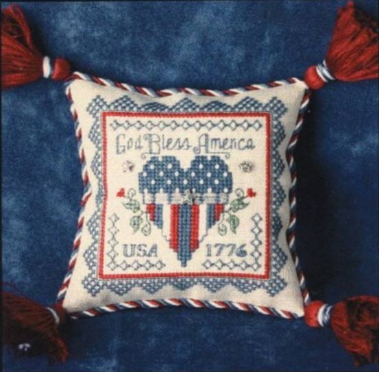 Patriotic Pincushion (with beads) - Cross Stitch Pattern