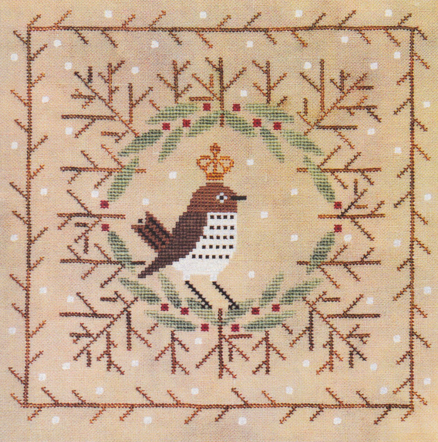 Winter Wood Thrush - Cross Stitch Pattern