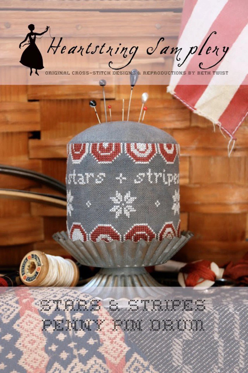 Stars & Stripes Penny Pin Drum - Cross Stitch Pattern