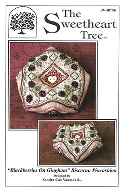 Blackberries On Gingham Biscornu - Cross Stitch Pattern