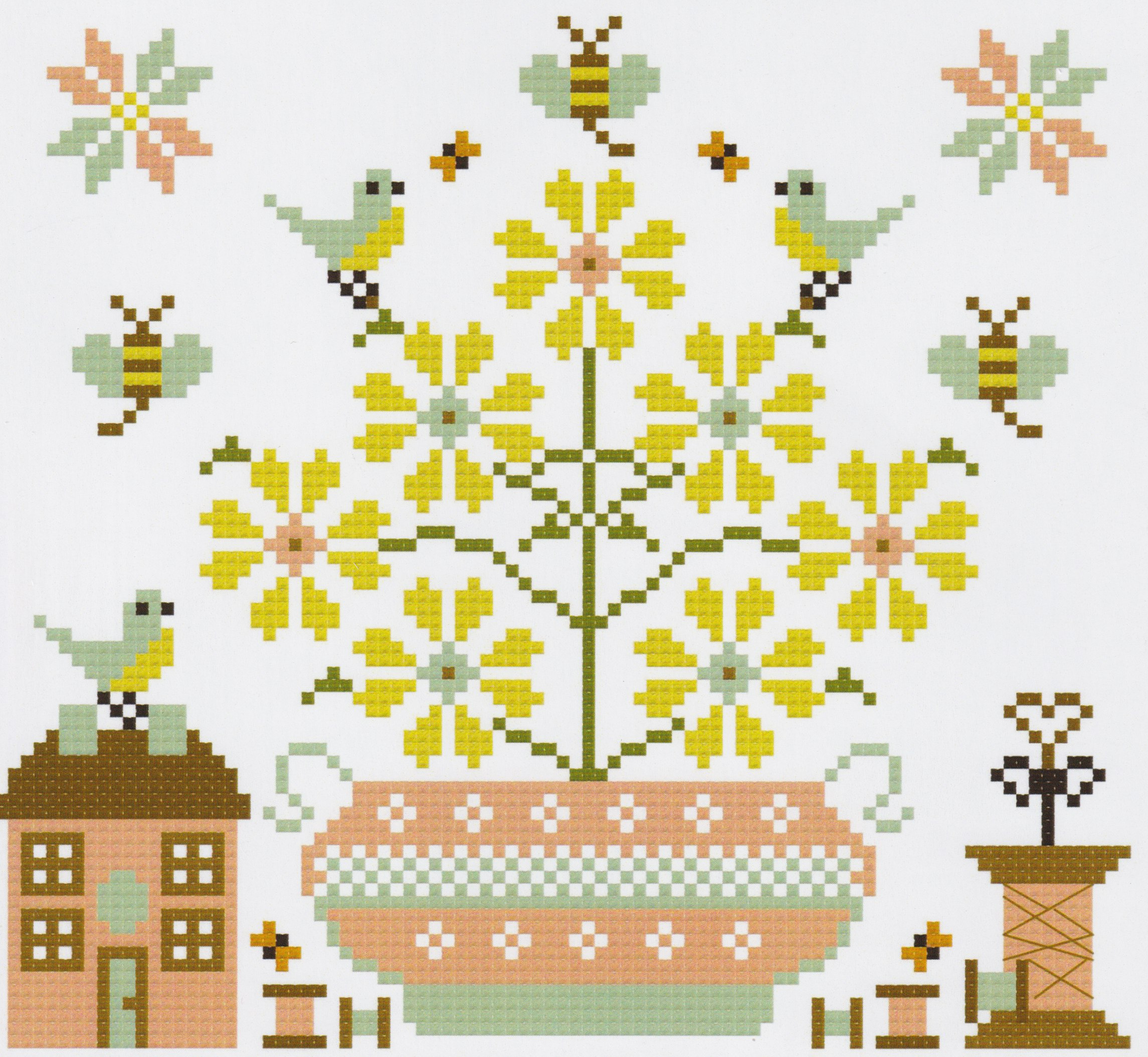 Summer Of Bees - Baskets Of Blooms - Cross Stitch Pattern