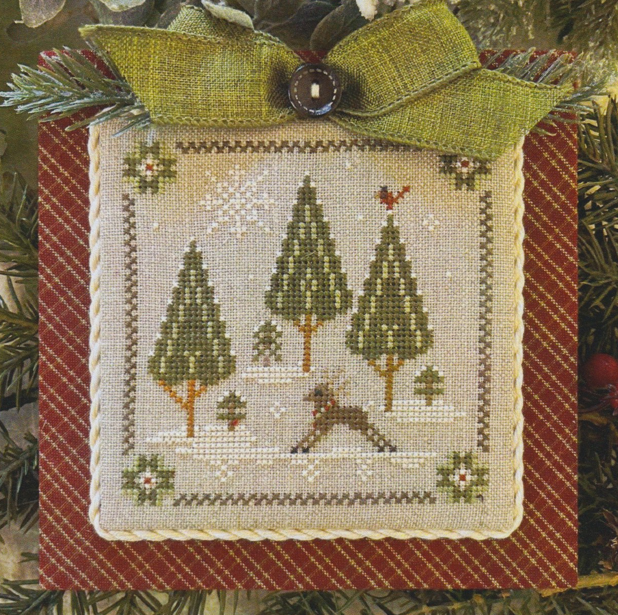 Log Cabin 6 Deer - Cross Stitch Pattern