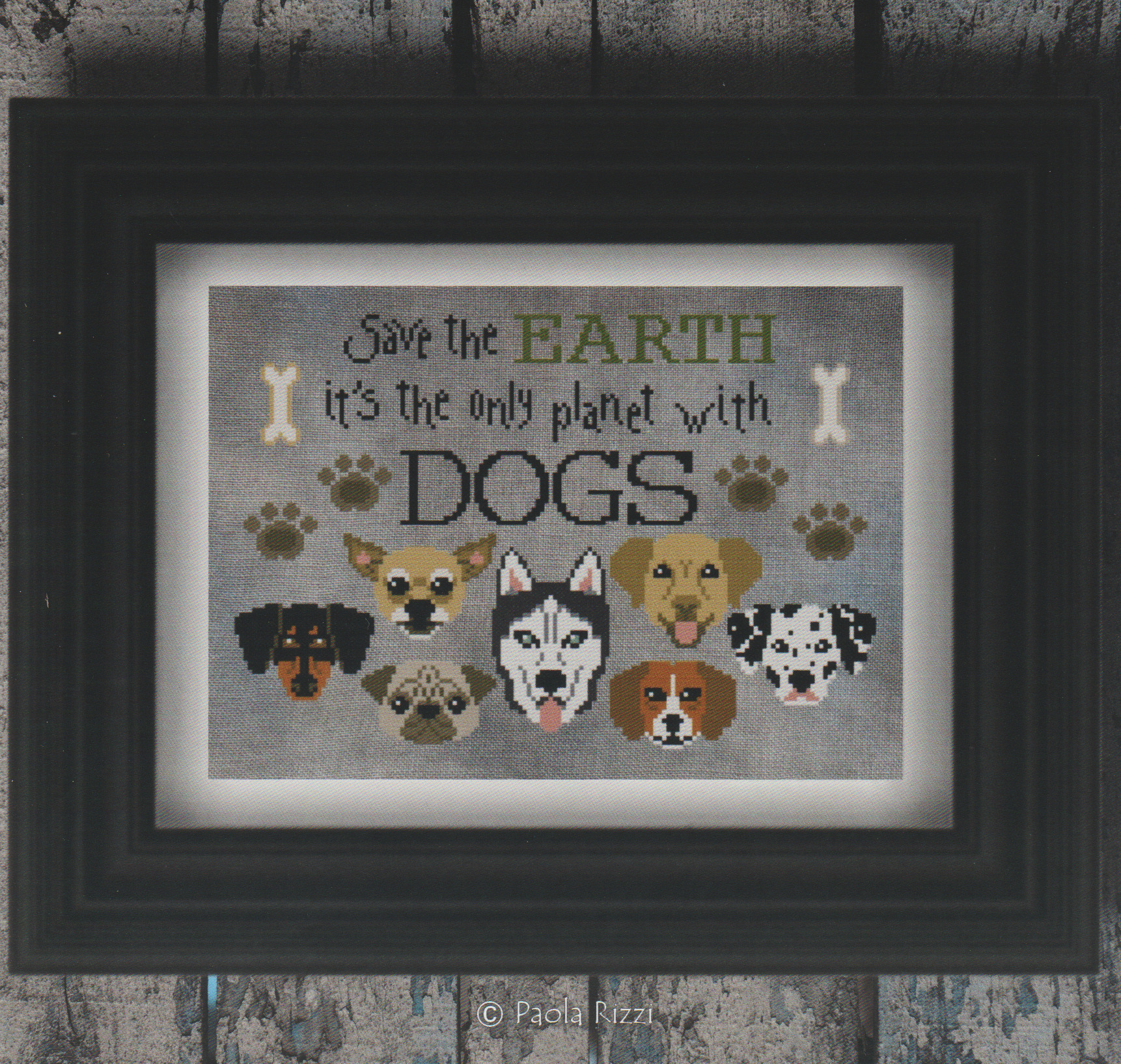 Dogs - Save The Earth - Cross Stitch Pattern