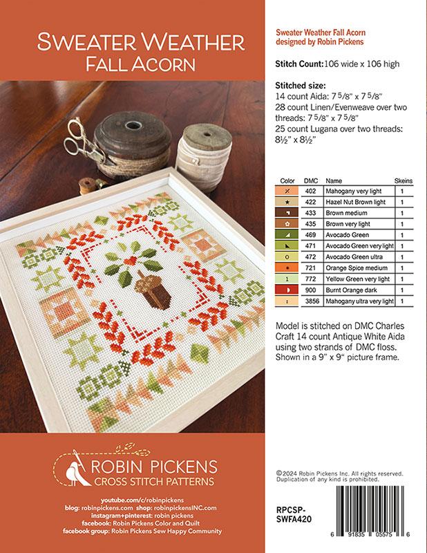Fall Acorn - Sweater Weather - Cross Stitch Pattern