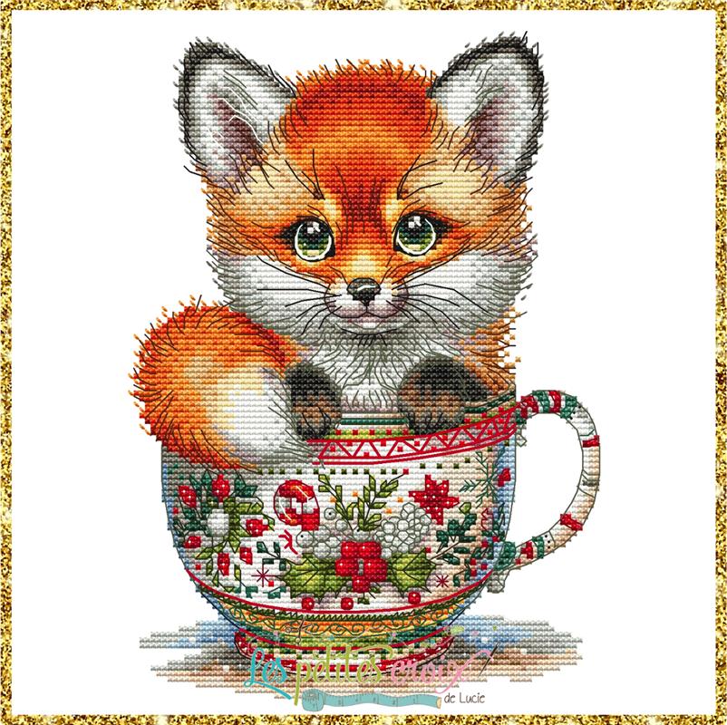 Christmas Animals Cup Fox - Cross Stitch Pattern