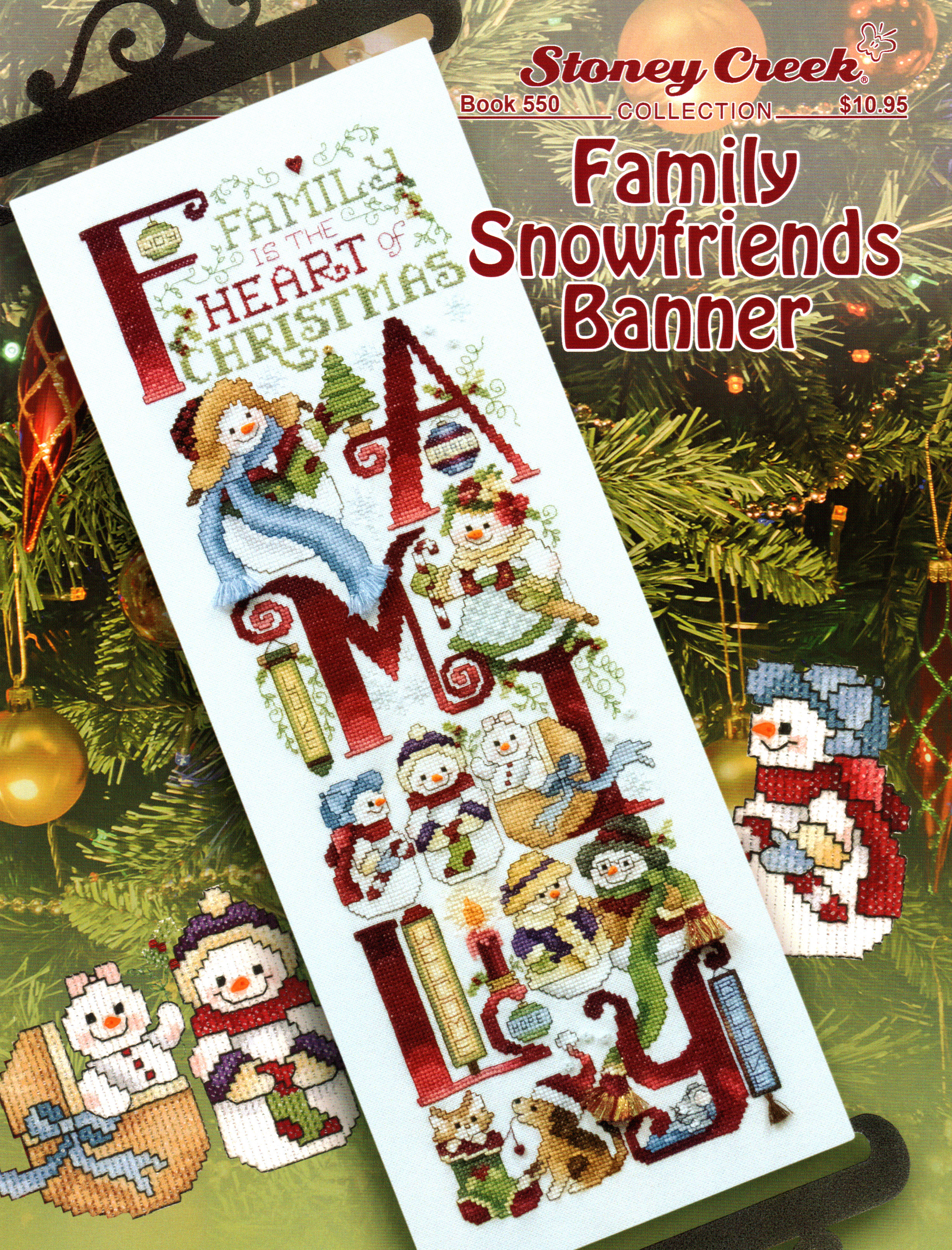 Family Snowfriends Banner - Christmas Cross Stitch Pattern