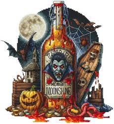 Midnight Moonshine Magnet - Halloween Needle Minder, zoomed in. Select this picture to zoom back out.