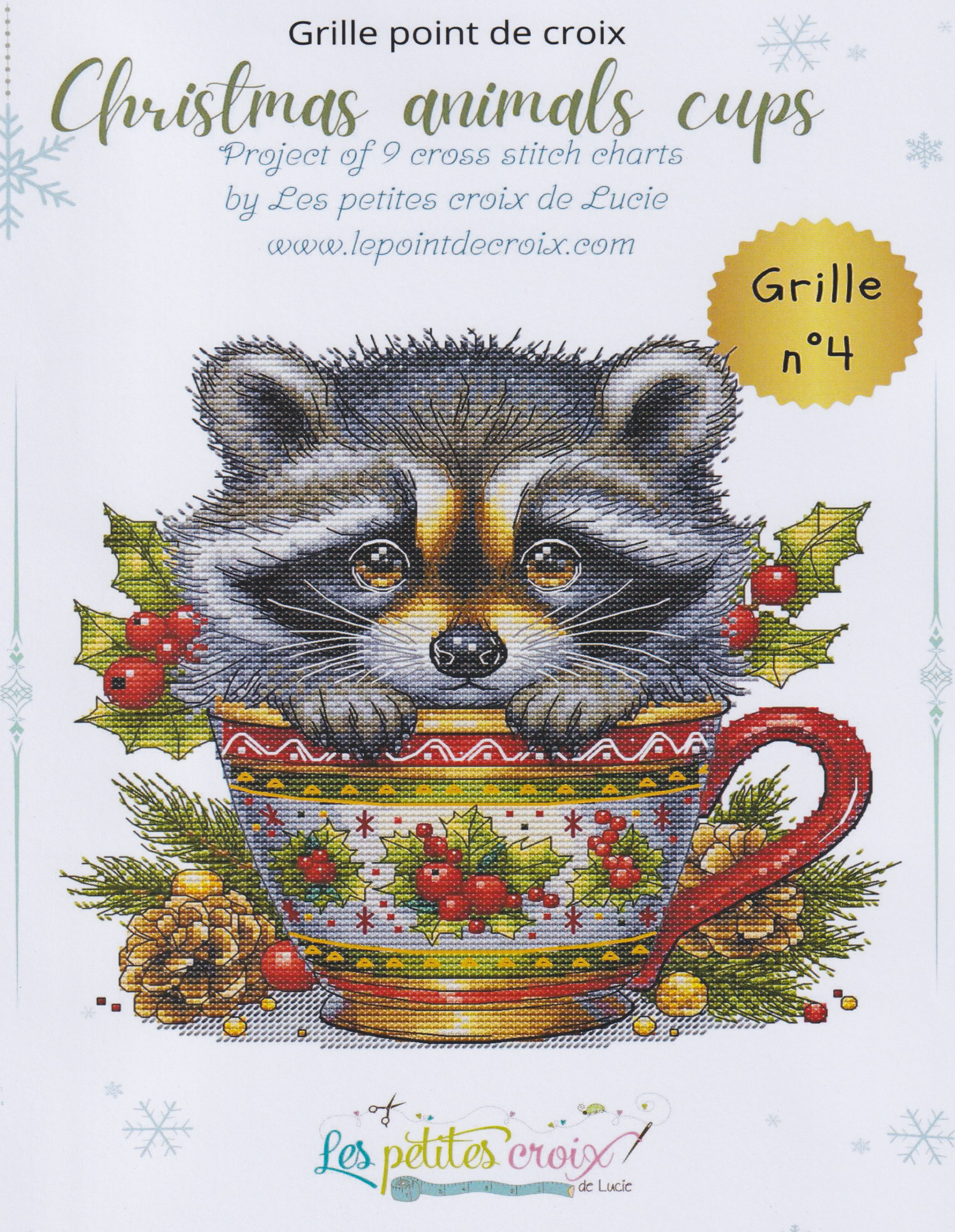Christmas Animal Cup Raccoon - Cross Stitch Pattern