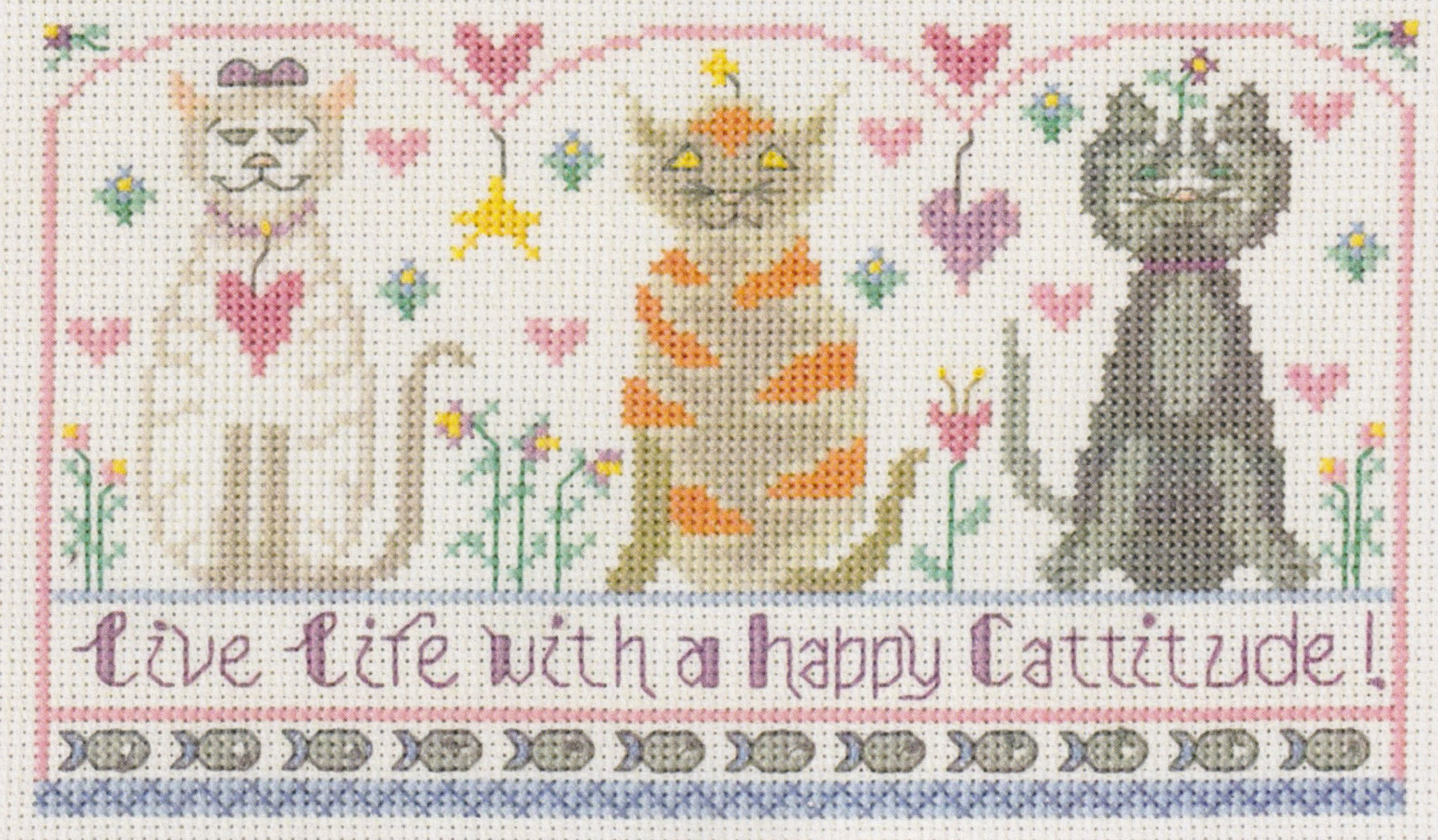 Happy Cattitude - Cross Stitch Pattern