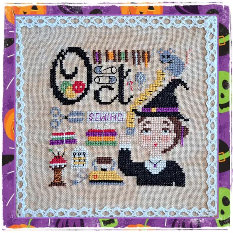 October - Happy Hobby Month - Halloween Cross Stitch Pattern