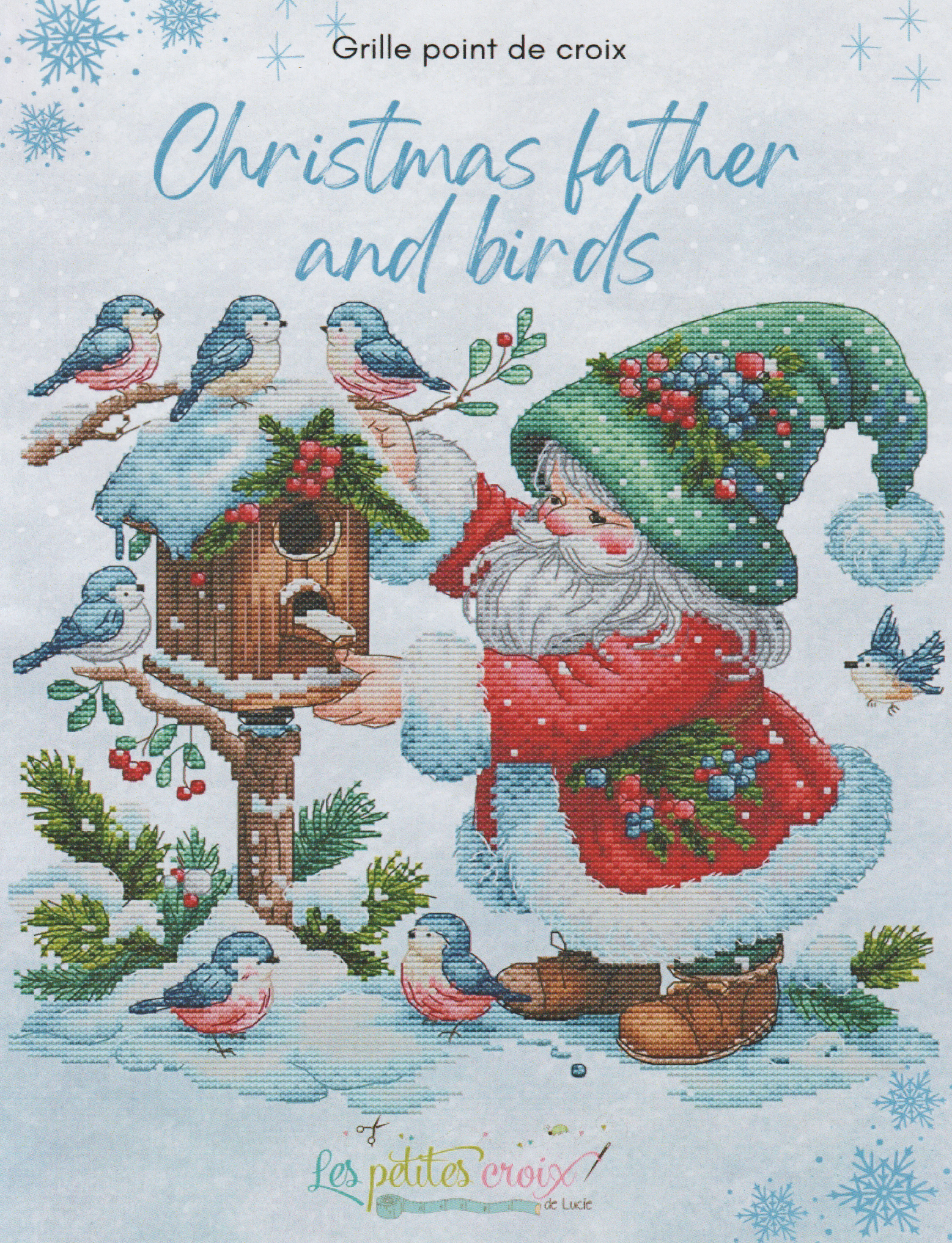 Christmas Father And Birds - Cross Stitch Pattern