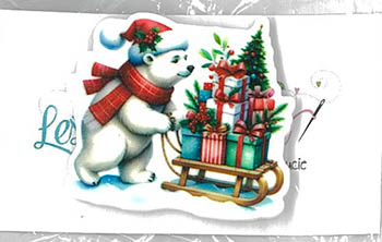 Christmas Bear And Gifts Magnet - Needle Minder