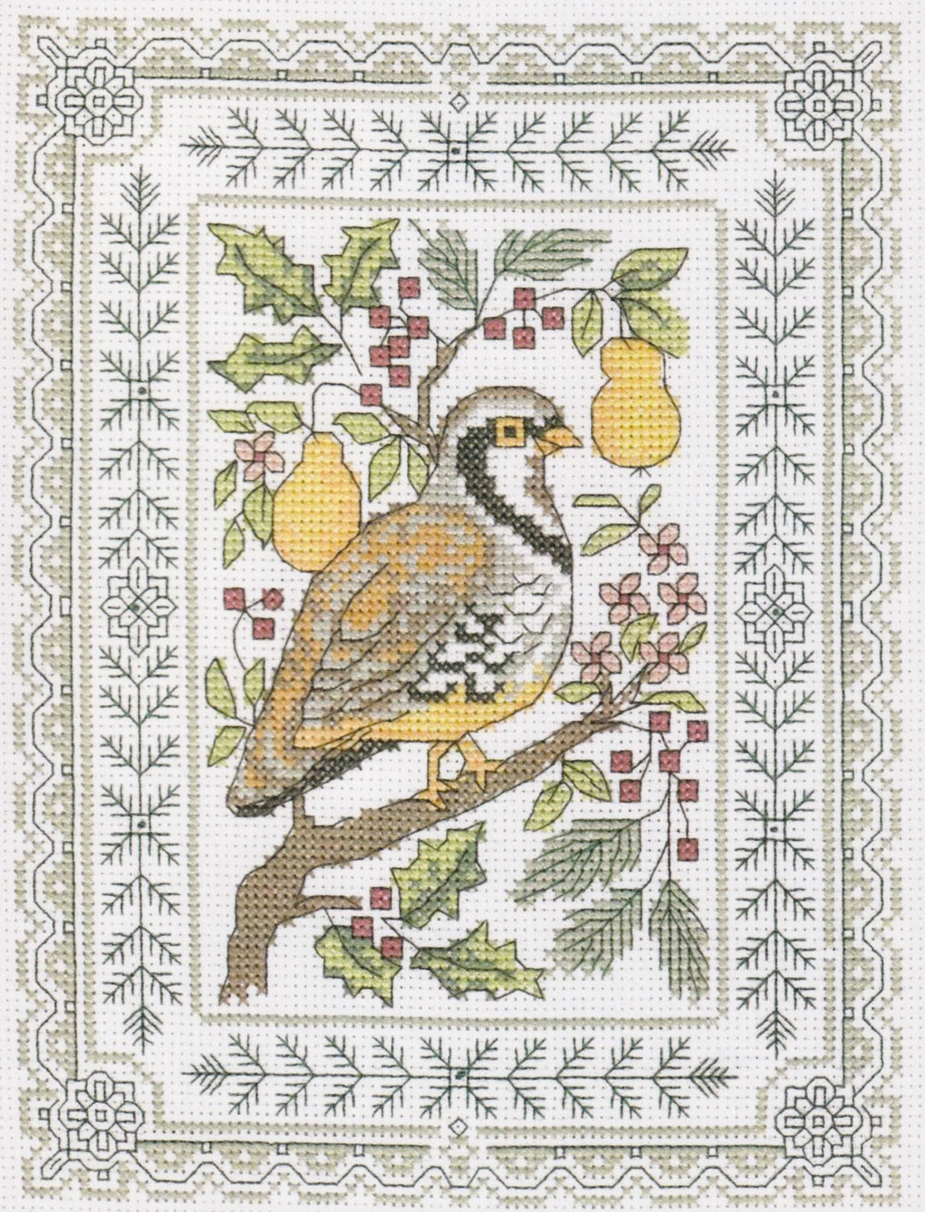 Perched Partridge - Christmas Cross Stitch Pattern