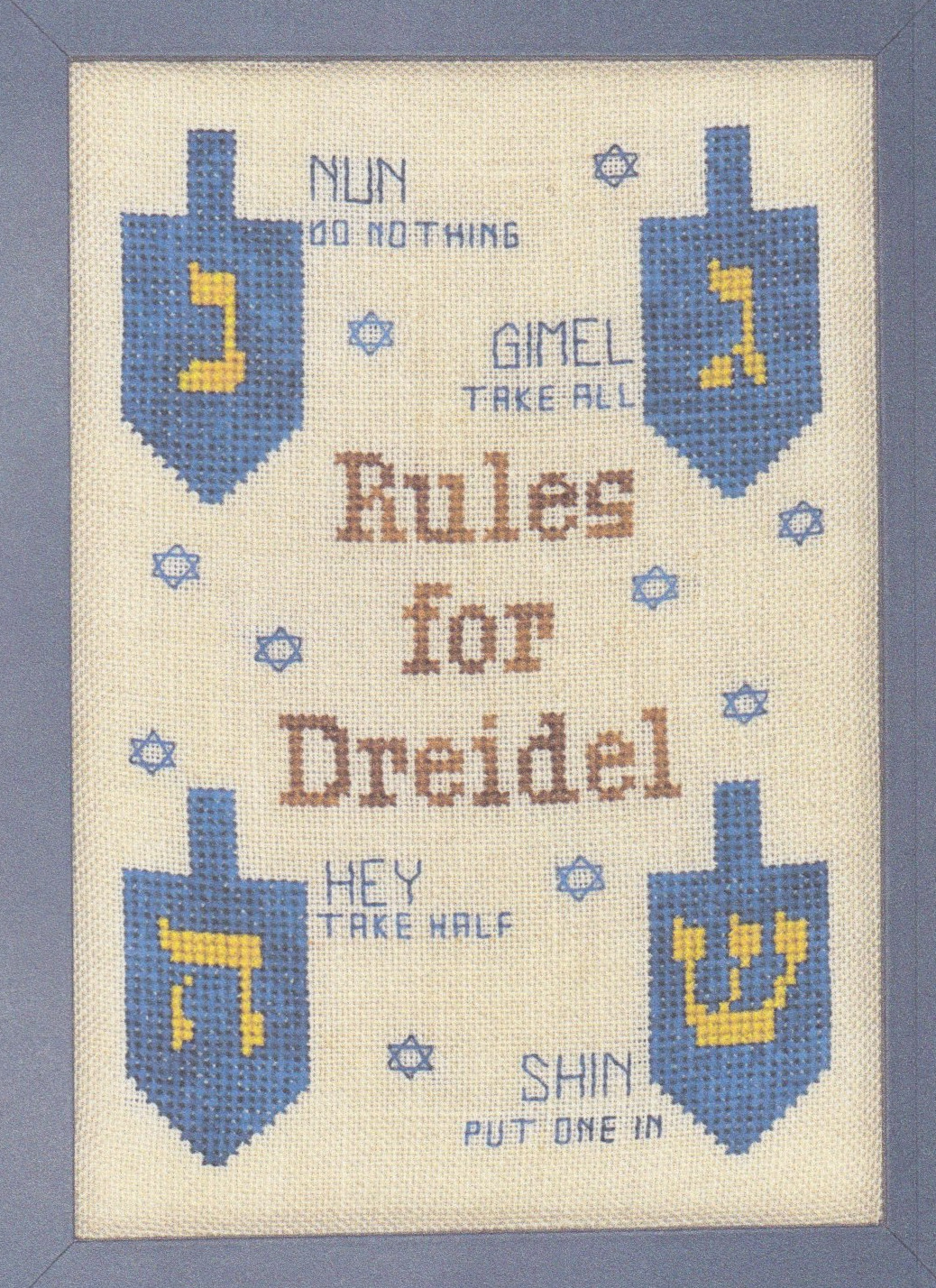 Dreidel Rules - Cross Stitch Pattern
