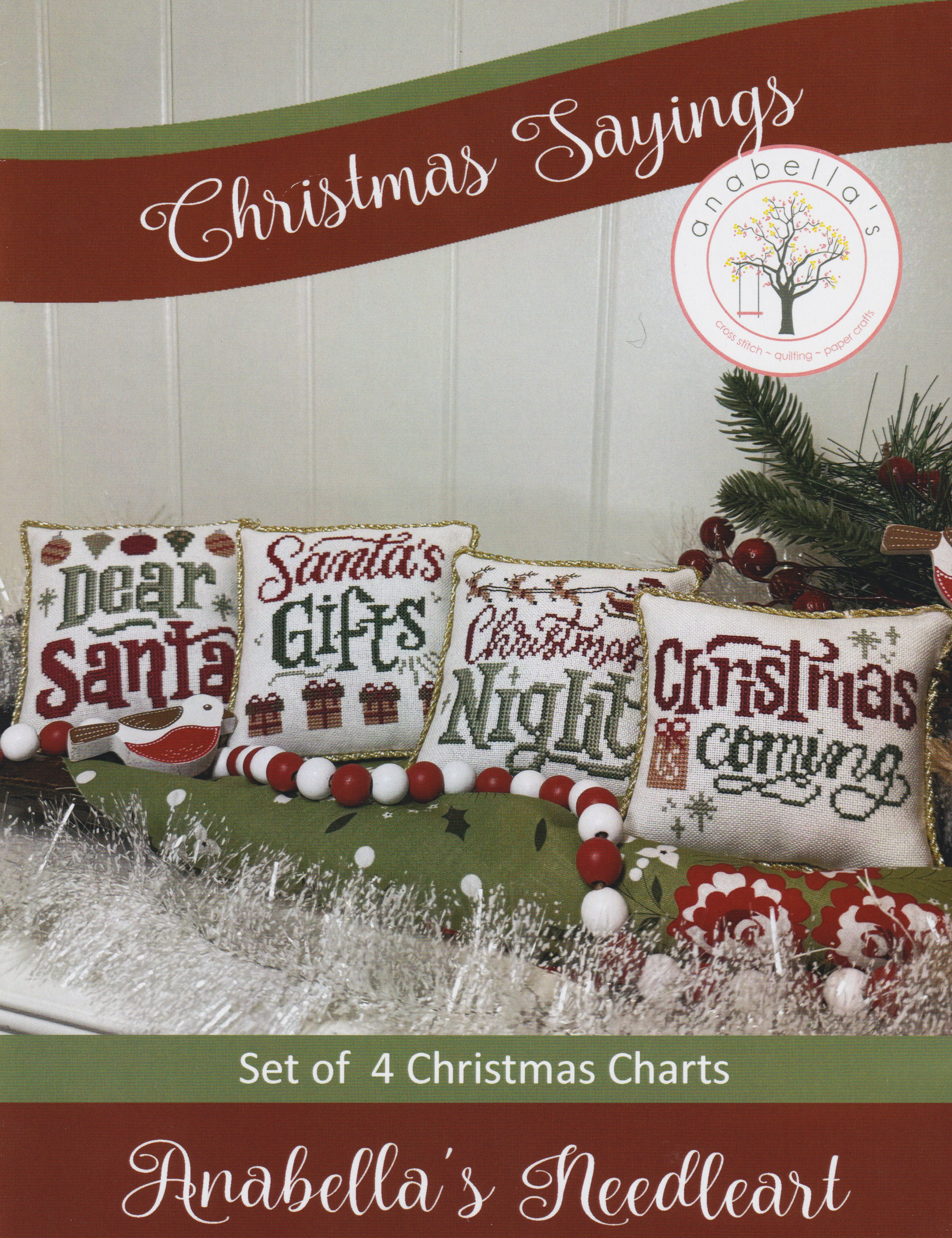 Christmas Sayings - Set Of 4 - Cross Stitch Pattern