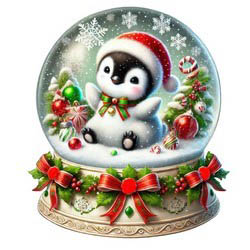 Christmas Penguin Snowball Magnet - Needle Minder