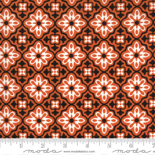 Midnight Magic 2 Pumpkin - Flower Tile Halloween Fabric