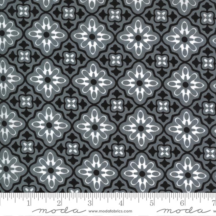 Midnight Magic 2 Mist - Flower Tile Halloween - Quilt Fabric
