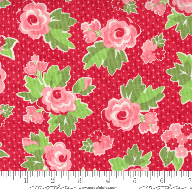 Love Lily Cherry - Rosey Modern Rose Flower - Quilt Fabric