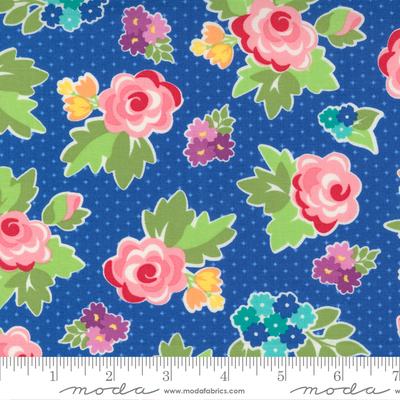 Love Lily Blueberry - Rosey Modern Rose Flower - Fabric
