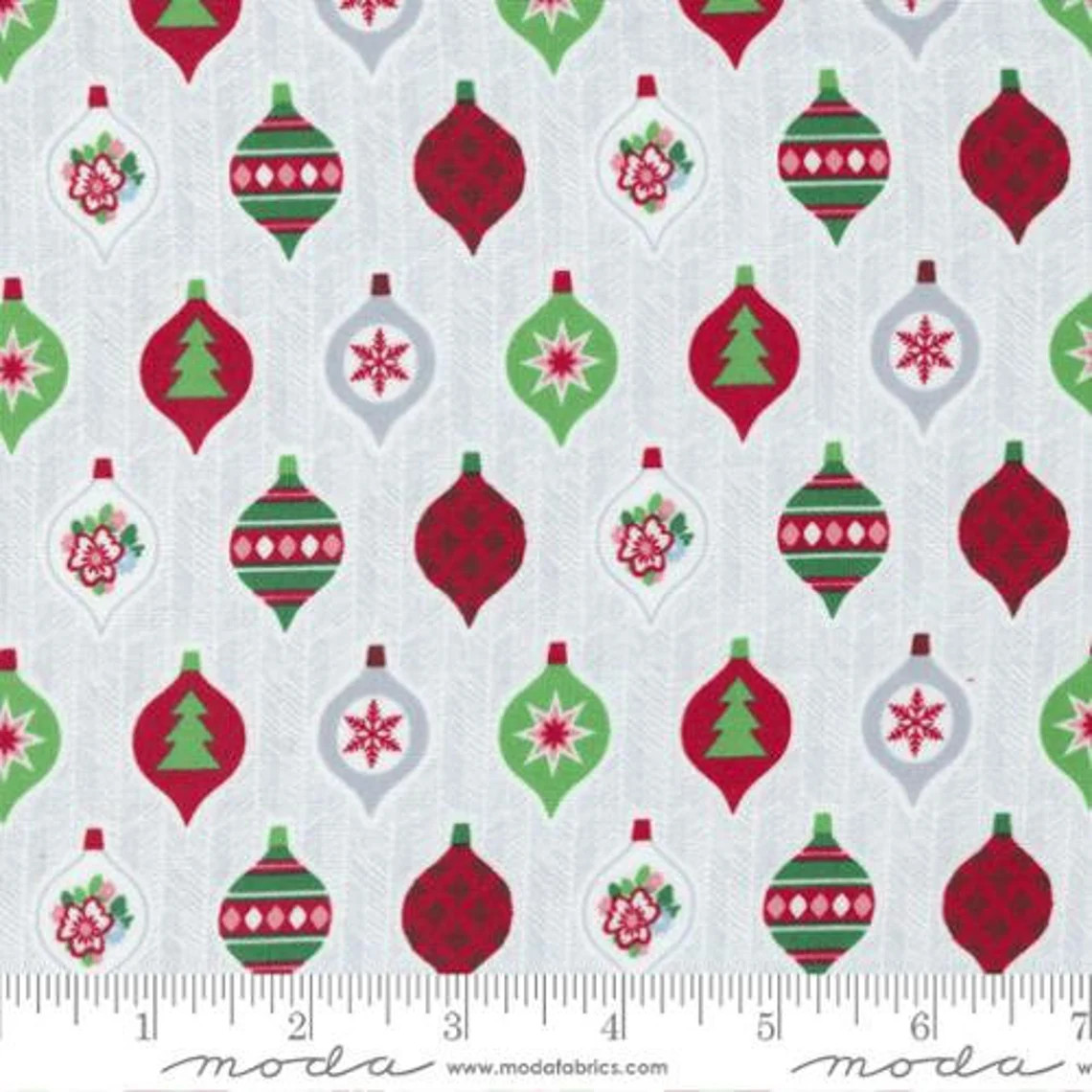 Candy Cane Lane Snow - Ornaments Novelty - Quilt Fabric