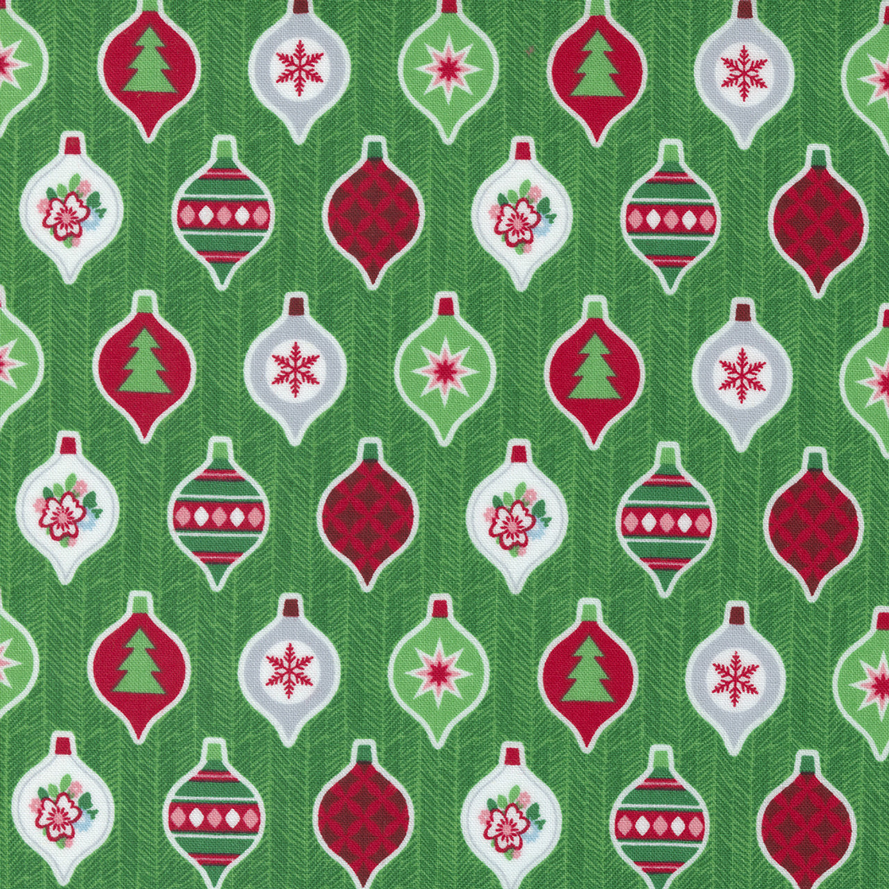 Candy Cane Lane Evergreen - Ornaments Novelty - Quilt Fabric