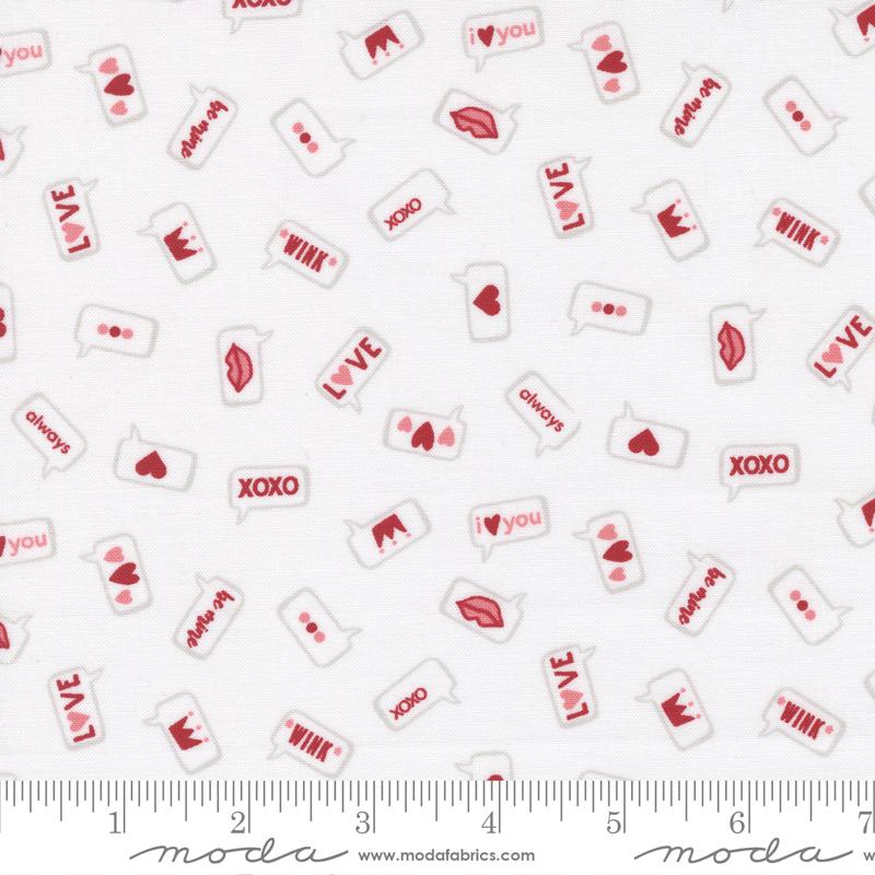 XOXO Novelty Text - Modern Love Lace - Quilt Fabric