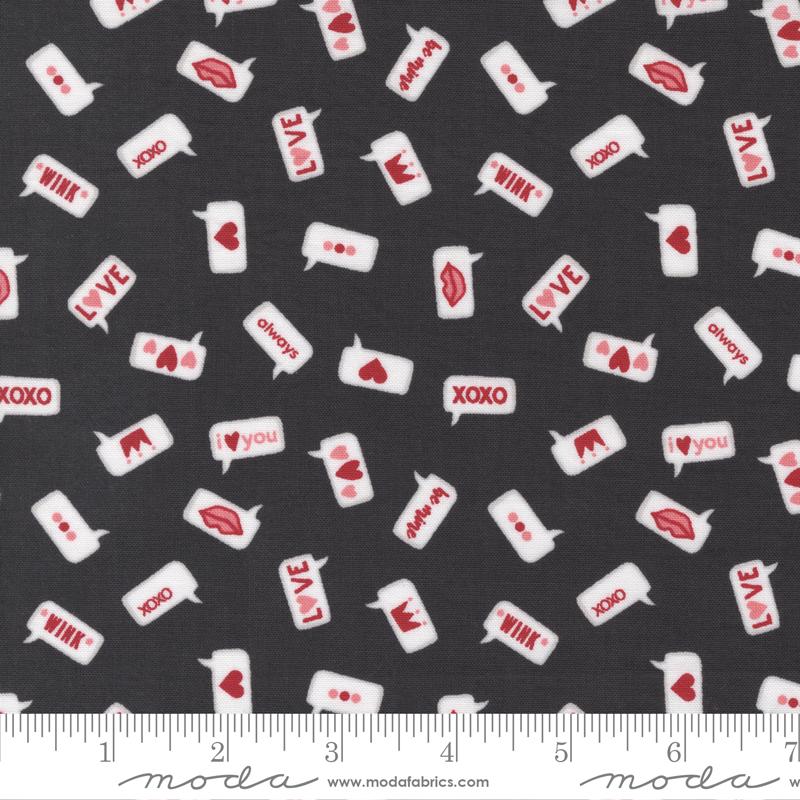 XOXO Novelty Text - Modern Love Ink - Quilt Fabric