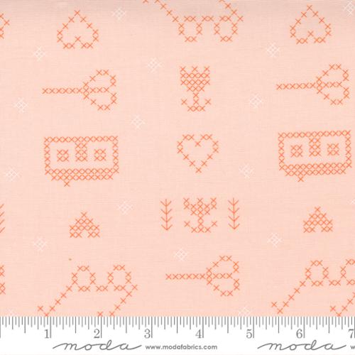 Make Time Blush - Stitching Sampler Icons - Quilt Fabric