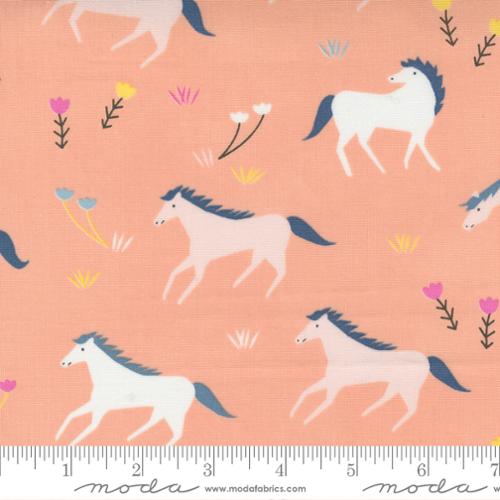 Meander Horses Peach - Quilt Fabric