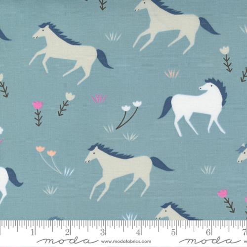 Meander Horses Denim - Quilt Fabric