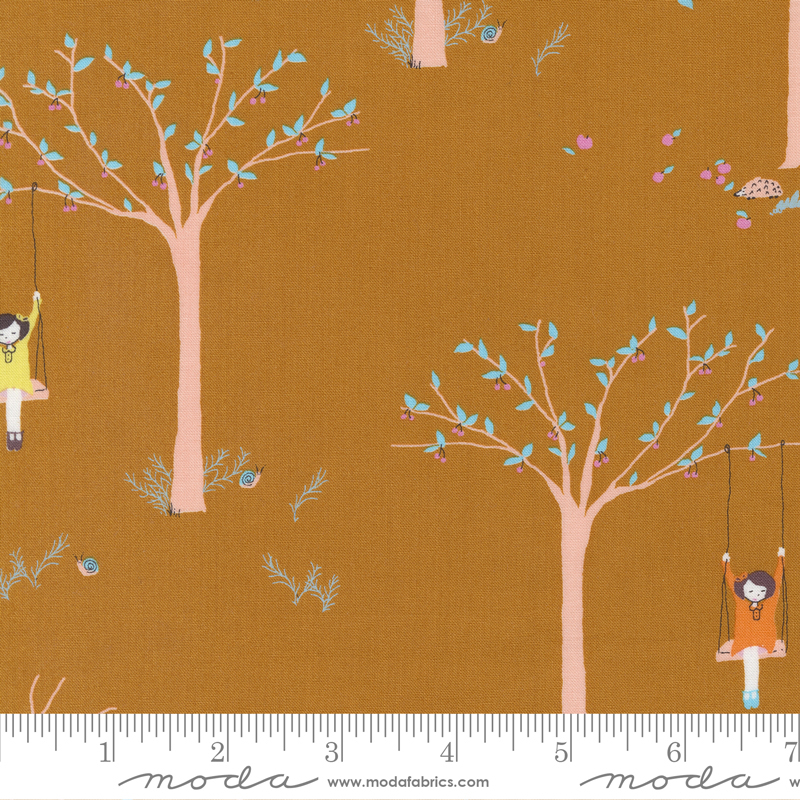 Pips Girl on Tree Swing Cola - Quilt Fabric