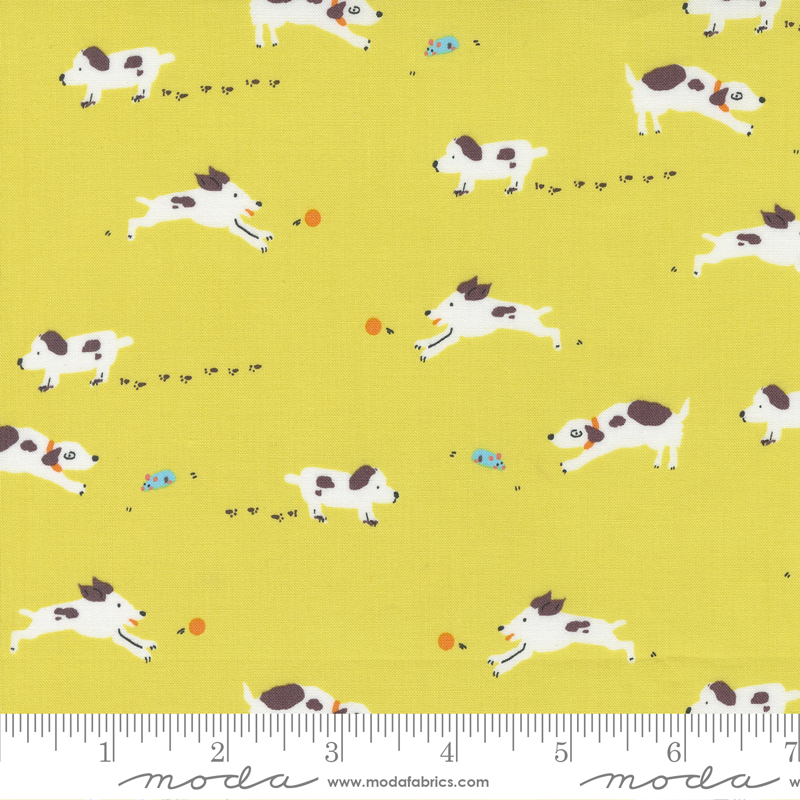 Pips Puppy Dogs Tails Lemon Fiz - Quilt Fabric