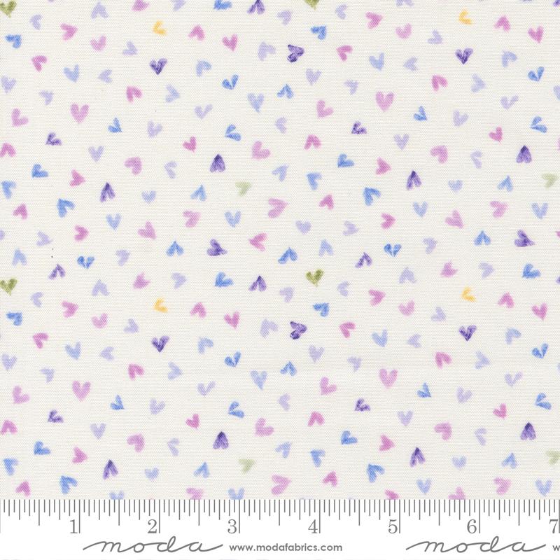 Delphinium Hearts Snowdrop - Quilt Fabric