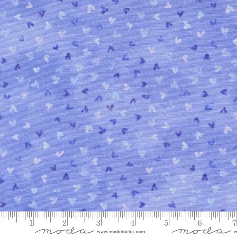 Delphinium Hearts Bluebell - Quilt Fabric