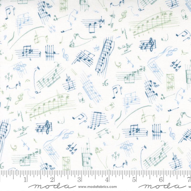 Flutterby Music Cabbage White - Quilt Fabric, zoomed in. Select this picture to zoom back out.