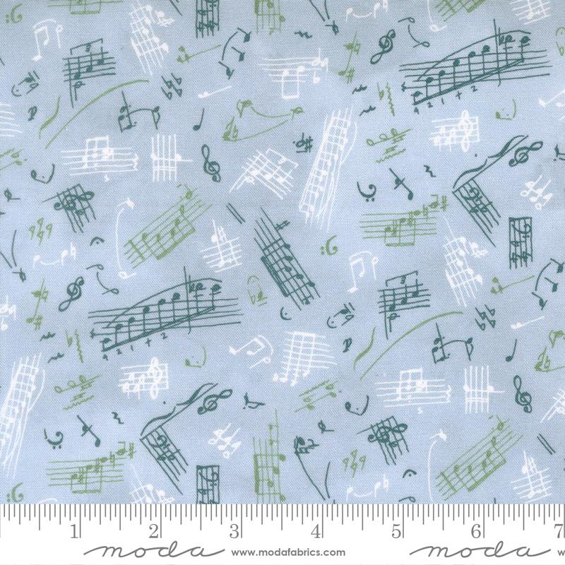 Flutterby Music Chalk Hill Blue - Quilt Fabric, zoomed in. Select this picture to zoom back out.