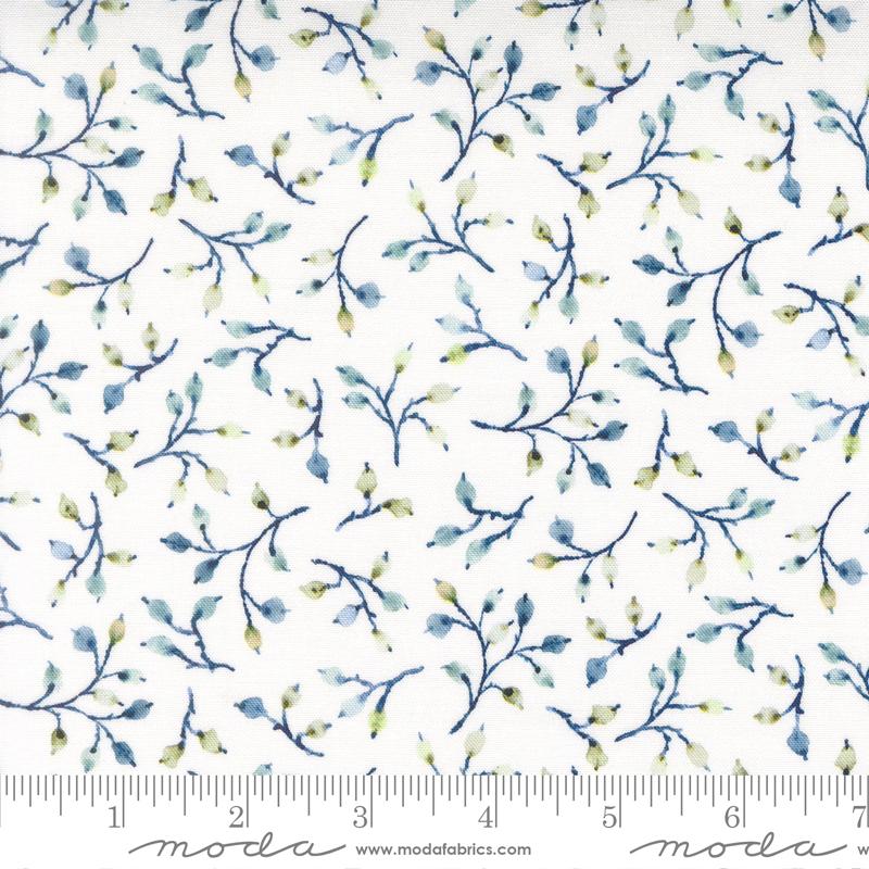 Flutterby Sprig Cabbage White - Quilt Fabric, zoomed in. Select this picture to zoom back out.