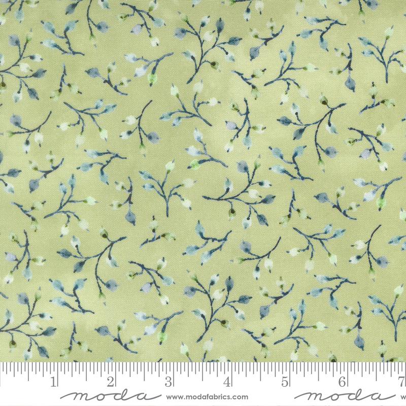 Flutterby Sprig Brimstone - Quilt Fabric, zoomed in. Select this picture to zoom back out.