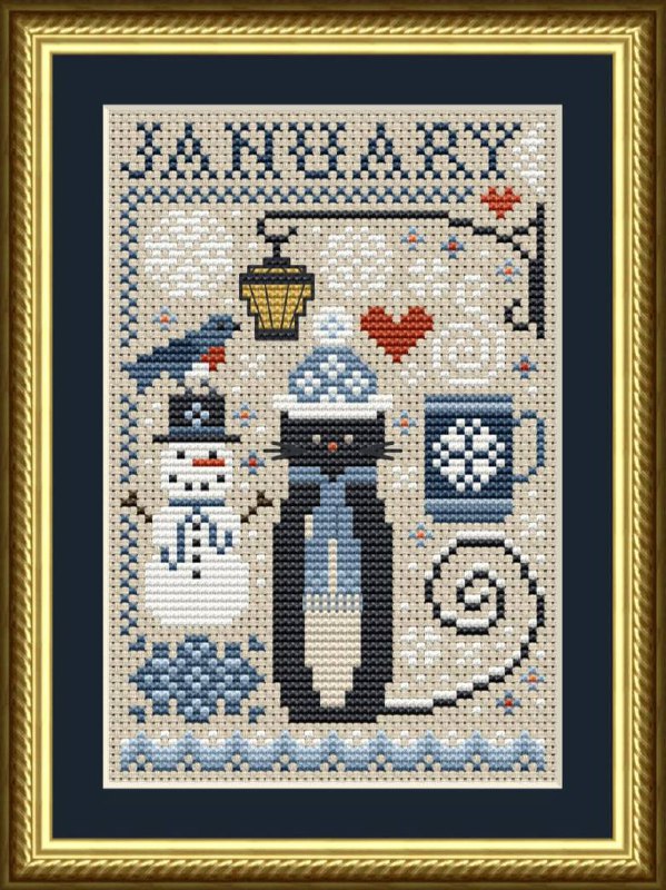 January Cat - Cross Stitch Pattern