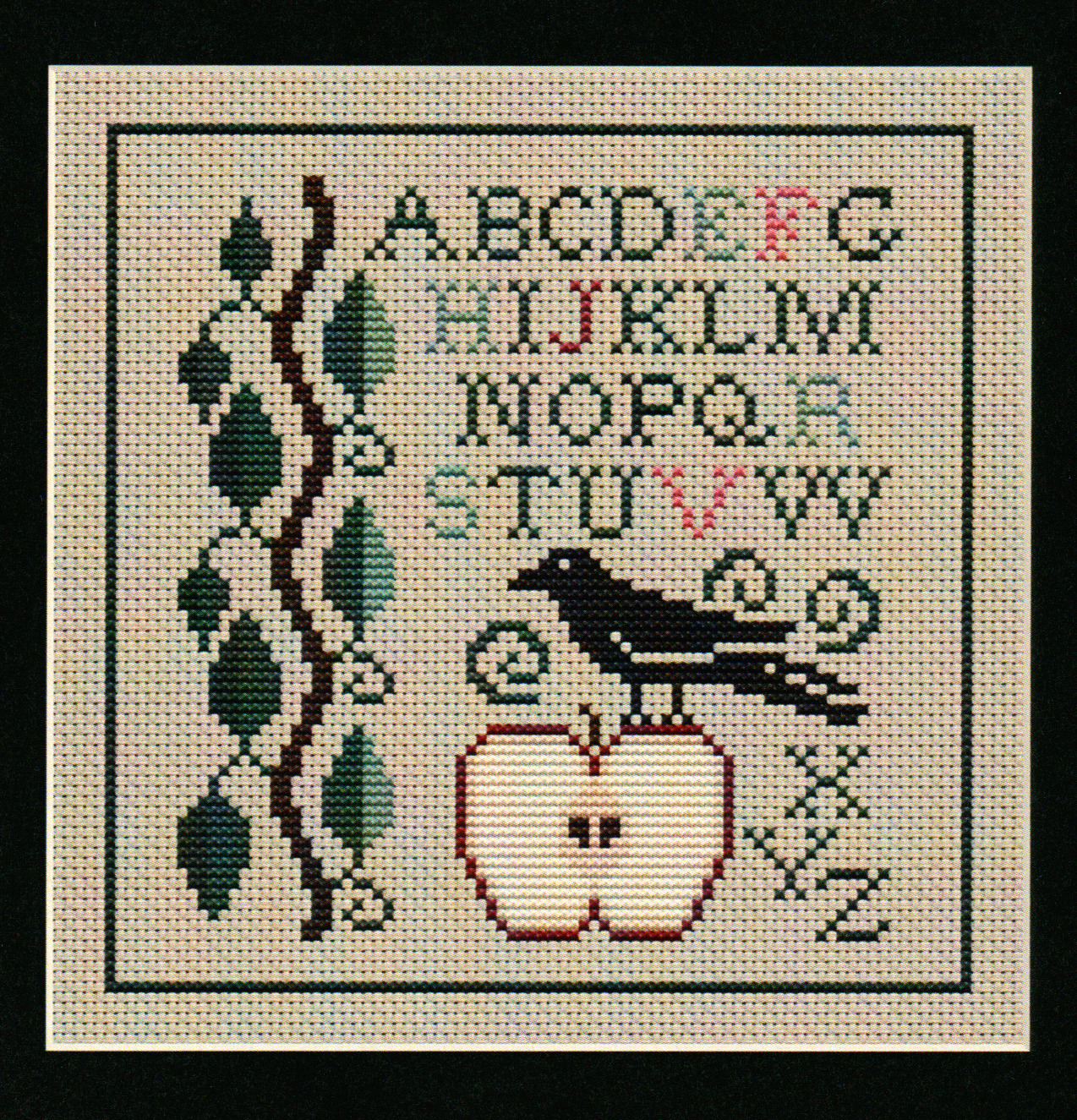 Winter Crow And Apple - Cross Stitch Pattern