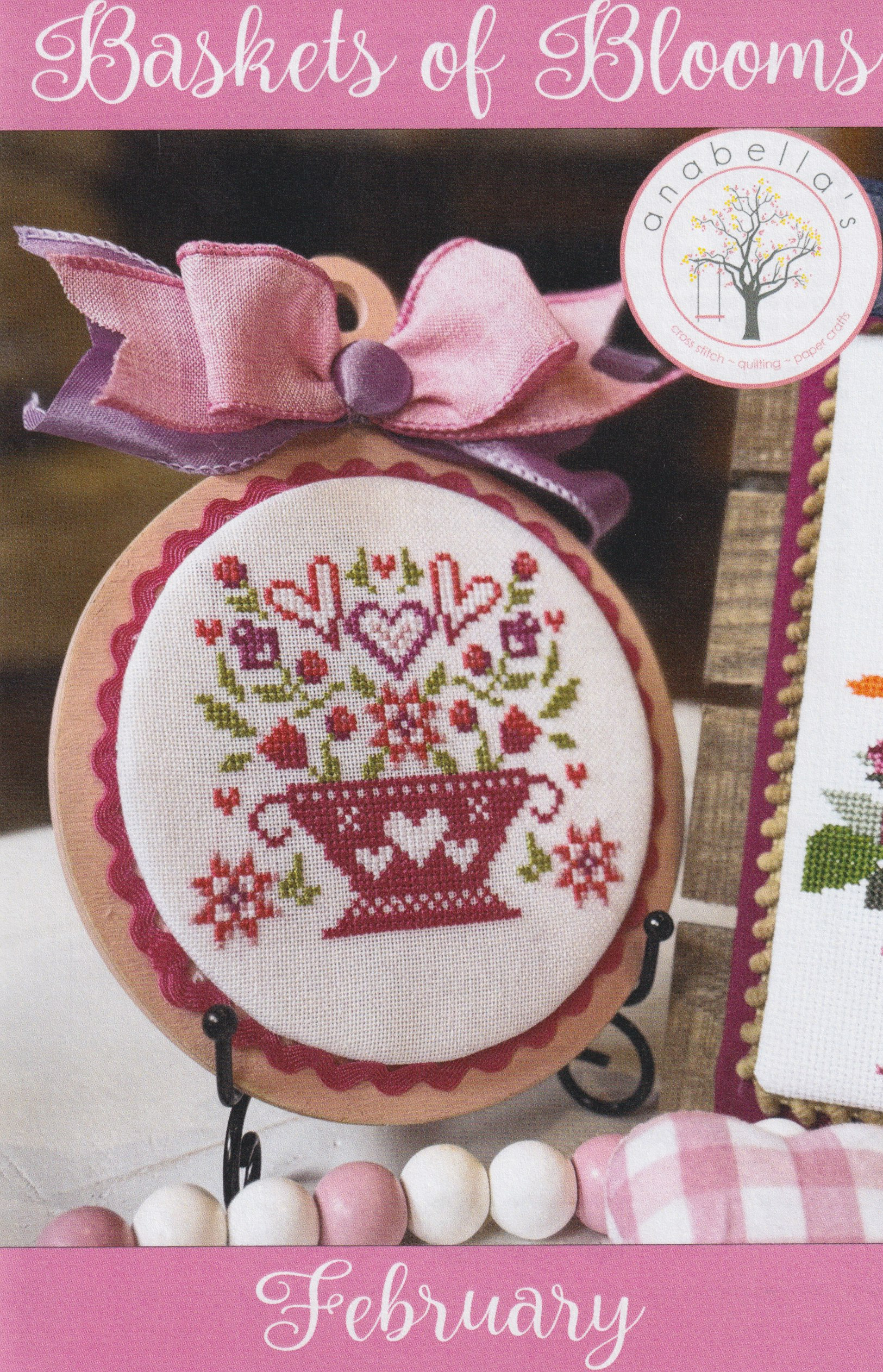 Baskets Of Blooms February - Valentine Cross Stitch Pattern