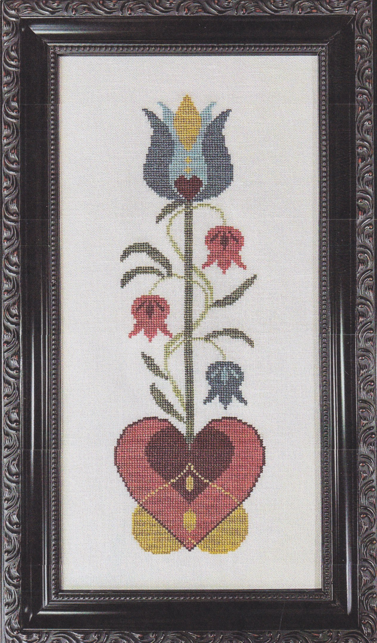 Blue Tulip - 1744 Fraktur - Cross Stitch Pattern